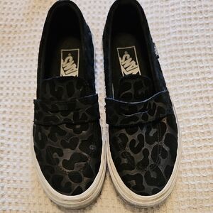 Vans Black Animal Print Slip-Ons